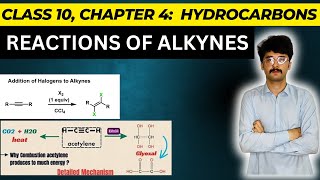 Reactions of alkynes halogenation oxidation of alkynes by KMnO4  chapter 4 class 10 [upl. by Sumaes]