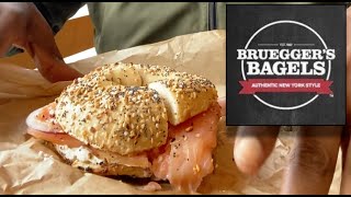 Smoked Salmon On An Everything Bagel  SamEats  Brueggers Bagels  Cleveland OH [upl. by Vrablik591]