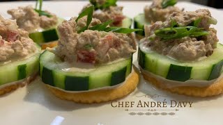 How To Make Canapes  Tuna and Cucumber  Cucumber Canapés with Tuna Salad  Chef André Davy [upl. by Gunar436]