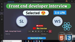 Fresher  Front end developer interview 2024  web developer interview  Reactjs developer interview [upl. by Jacinto605]