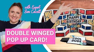 Double Winged Pop Up Card with Sam Calcotts Showstoppers 3 Collection [upl. by Rollie]