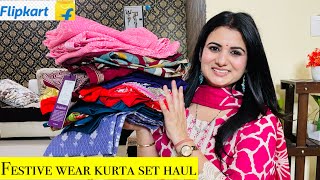 Festive Wear Flipkart Kurta Set Haul Anarkali Kurta Pant With DupattaAlia CutCotton Kurta Palazzo [upl. by Farhi]