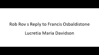 Rob Rov s Reply to Francis Osbaldistone  Lucretia Maria Davidson [upl. by Jourdain]