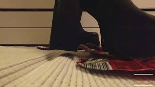 Platform High Heel Boots chunky heels trample crush cans asmr [upl. by Nayd]