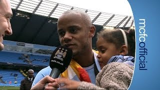 KOMPANY amp DAUGHTER ON TITLE  City v West Ham Champions 2014 [upl. by Bonnie134]