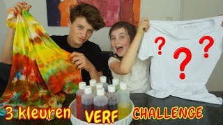 3 KLEUREN VERF TIE DYE TSHIRT CHALLENGE met HUGO  Bibi [upl. by Nonna227]