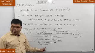 Stereochemistry  Optical Purity  Enantiomeric Excess  CSIR NET Chemistry [upl. by Danas]