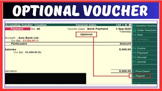 Use Optional Vouchers in Tally ERP In Hindi [upl. by Ryann]