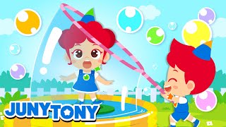 Let’s Blow Bubbles  Pop The Bubbles  Blowing Bubbles Song  Funny Kids Songs  JunyTony [upl. by Ardiedak]