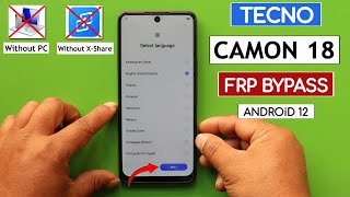 Tecno Camon 18 Android 12 Frp BypassUnlock Without PC  Without XShare Transfer Method 2024 [upl. by Lotti782]