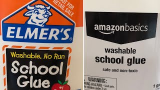 Amazon Basics Glue vs Elmer’s Glue slime Elmers [upl. by Aneala]