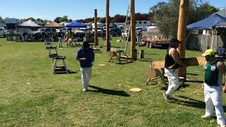 Woodchopping Final 375mm Single Handed Sawing Handicap Longford Show 191024 [upl. by Ardnuhsor]