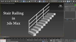 stair railing in 3ds max  staircase with railing in 3d max  railing in 3d max [upl. by Nigen]