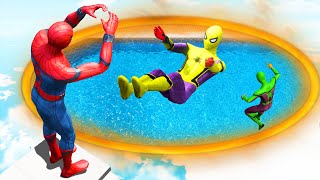 GTA 5 Rainbow Spiderman Crazy Ragdolling into Portals Part 36 [upl. by Annoeik]