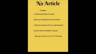 Rules of No Article English Grammar How to article Theshorts viralvideo ytshorts [upl. by Tome]