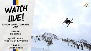 LIVE WJC 2024 Livigno  Freeski Slopestyle Qualification Women amp Men Heat 1 1015 CET [upl. by Clardy112]