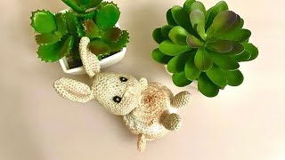 Quick crochet tutorial for cute bunny in chai latte cup written pattern on screen [upl. by Ayaros]