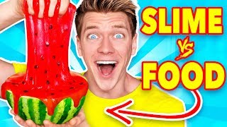 Making FOOD out of SLIME Learn How To Make DIY Mystery Slime vs Real Edible Candy Challenge [upl. by Marek767]