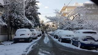 Driving in Snowy Athens 1080p Quality [upl. by Eiramassenav970]