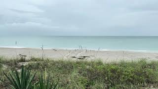 cloudy rainy atlantic ocean beach day in melbourne beach florida zenbeachseconds [upl. by Haronid]