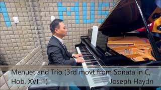 Menuet and Trio 3rd movt Sonata in C HobXVI1  Joseph Haydn ABRSM 20252026 Grade 4 Piano A3 [upl. by Eirojam]