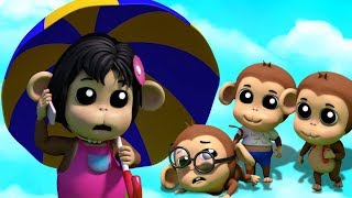 Fünf kleine Affen  Kinderreime für Kinder  Deutsch Kinderlied  Five Little Monkeys  3D Baby Song [upl. by Noirod381]