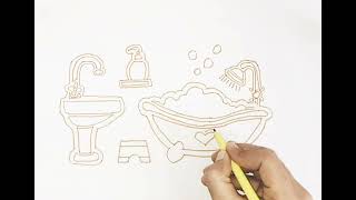 How To Draw A Bathtub Hand wash Bottle Easy Drawing For Kids [upl. by Adnuhsat139]