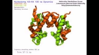 100ns Molecular Dynamics of the Nucleosome H3H4 tetramer [upl. by Kevina]