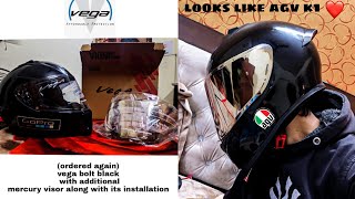 Ordered again Vega bolt black helmet aka agv k1 replica along with mercury visor must watch [upl. by Llywellyn885]