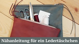 DIY  Nähanleitung für ein einfaches Ledertäschchen  ohne Schnittmuster [upl. by Grochow]