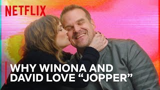 Winona Ryder and David Harbour on Joyce and Hoppers Relationship  Stranger Things  Netflix [upl. by Forester]