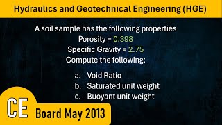 CE Board HGE Problem 15 Soil Properties  CE May 2013 [upl. by Westfall]