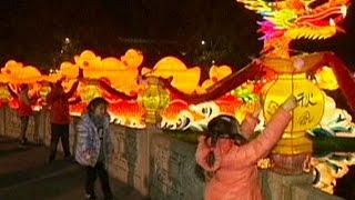 Illuminated Chinese cities celebrate Lunar New Year [upl. by Mungo]