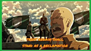 Legendary Anime Quotes  Dot Pixis Trost Regain Shall Stand As A Reclamation [upl. by Keryt]