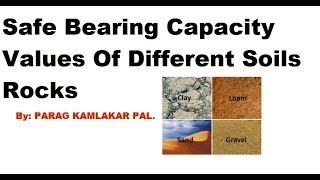 Safe Bearing Capacity Values Of Different Soils Rocks in Hindi\Urdu By Parag Pal [upl. by Nedia490]