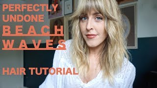 BEACH WAVES HAIR TUTORIAL WITH FEATHERED BANGS [upl. by Meek518]