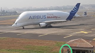 Worlds largest aircraft  Airbus Beluga at Mumbai Airport  Depature full video [upl. by Lewendal]