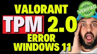 Valorant TPM 20 Error Windows 11 [upl. by Bruno739]