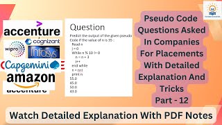 Capgemini pseudocode Questions  Infosys Accenture Part 12 itjobs pseudocode interviewquestions [upl. by Emlin591]