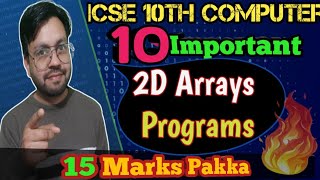 Top 10 Programs of 2D Array in java for icse 10th computer icse [upl. by Whitman]