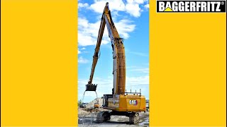 MASSIVE Van Tunen Caterpillar 395 triple boom excavator  onboard view [upl. by Lyrahs]