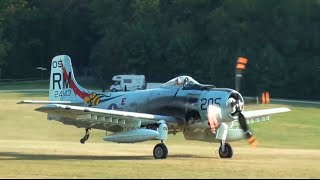 Douglas AD4N Skyraider  take off display and landing  Hahnweide 2016 [upl. by Nnarual]