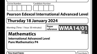 P4 January 2024 Q10 IAL WMA1401 Pearson Edexcel Math Past Paper [upl. by Lampert]