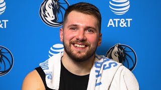 Luka Doncic interview at Mavs practice 102224 [upl. by Ecirtnom]