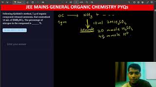 Following Kjeldahls method 1g organic compound released ammonia that neutralised 10 mL of 2MH2SO4 [upl. by Ledah]