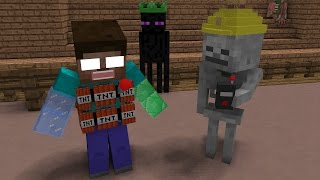 Monster School Magic Hats Fight  Minecraft Animation [upl. by Airda]