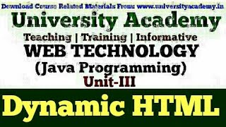 WT44 JavaScript  Introduction To DHTML  What is Dynamic HTML  HTML vs DHTML  Hindi [upl. by Burnight]