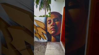 INSANE GRAFFITI REALISTIC PORTRAIT 😨 graffiti streetart shorts [upl. by Grefer]