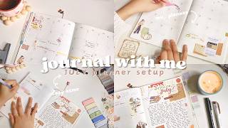 journal with me 📔 JULY muji planner monthly spread setup ₊˚🧸 cozy asmr soft music [upl. by Larochelle]