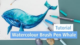 Brush pen whale ▪ DIY Tutorial  STAEDTLER [upl. by Serica]